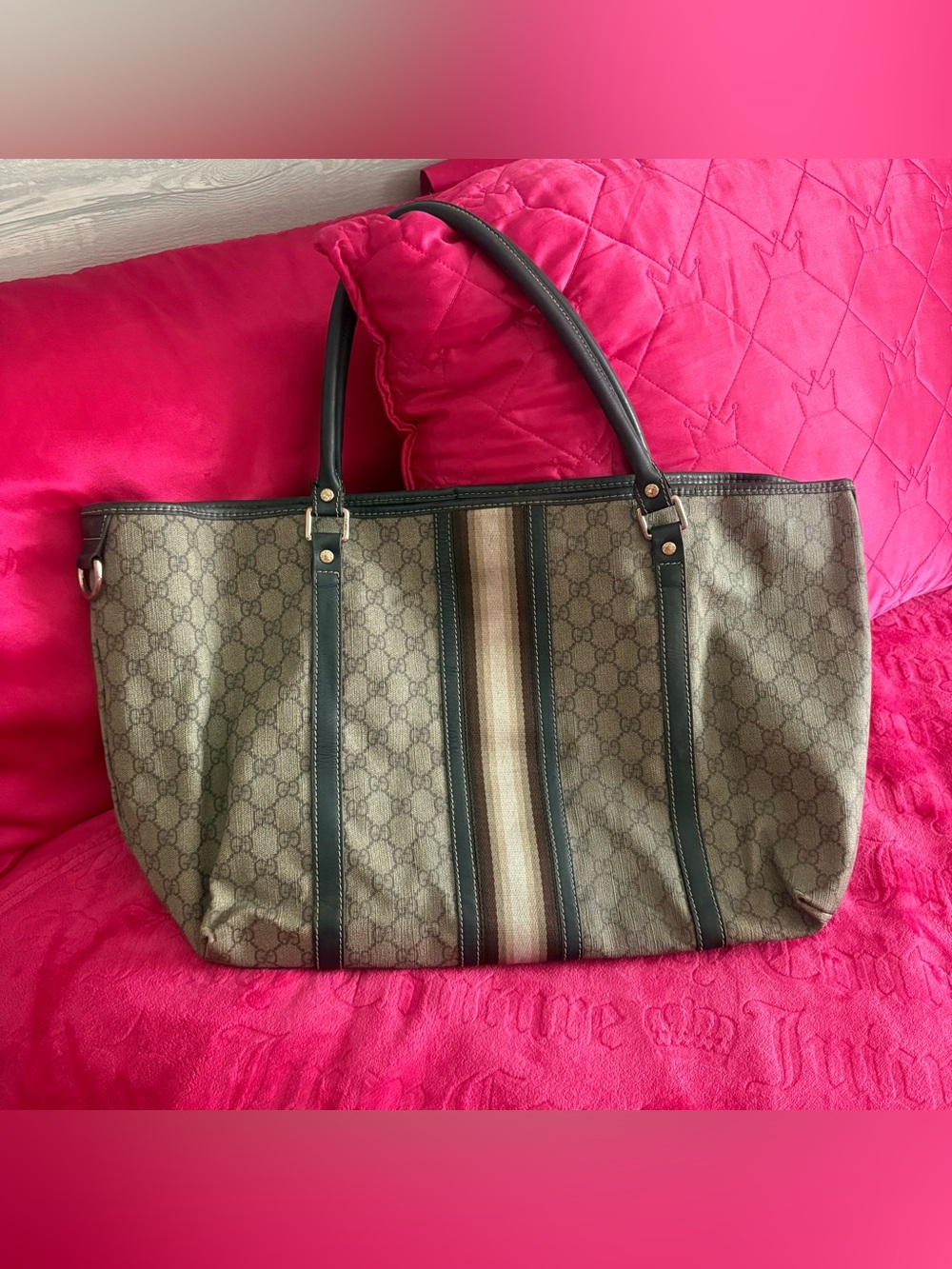 Gucci Canvas Web Stripe Tote Bag